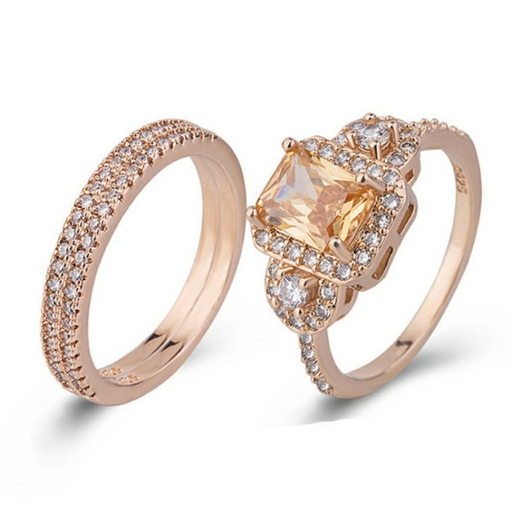Rose gold Morganite & Diamond Three Halo Ring - Picture 5 of 7
